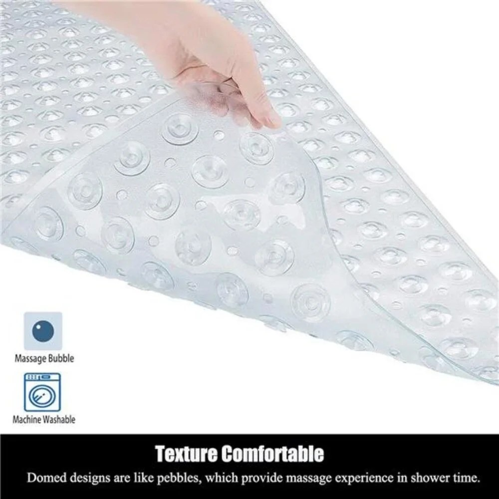 Extra Long Non Slip Bathtub Mat 40x16 Suction Cup Machine Washable Bath Mat